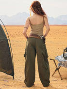 BEERBRO Washed Cotton Safari Cargo Pants in Olive - On Female Model