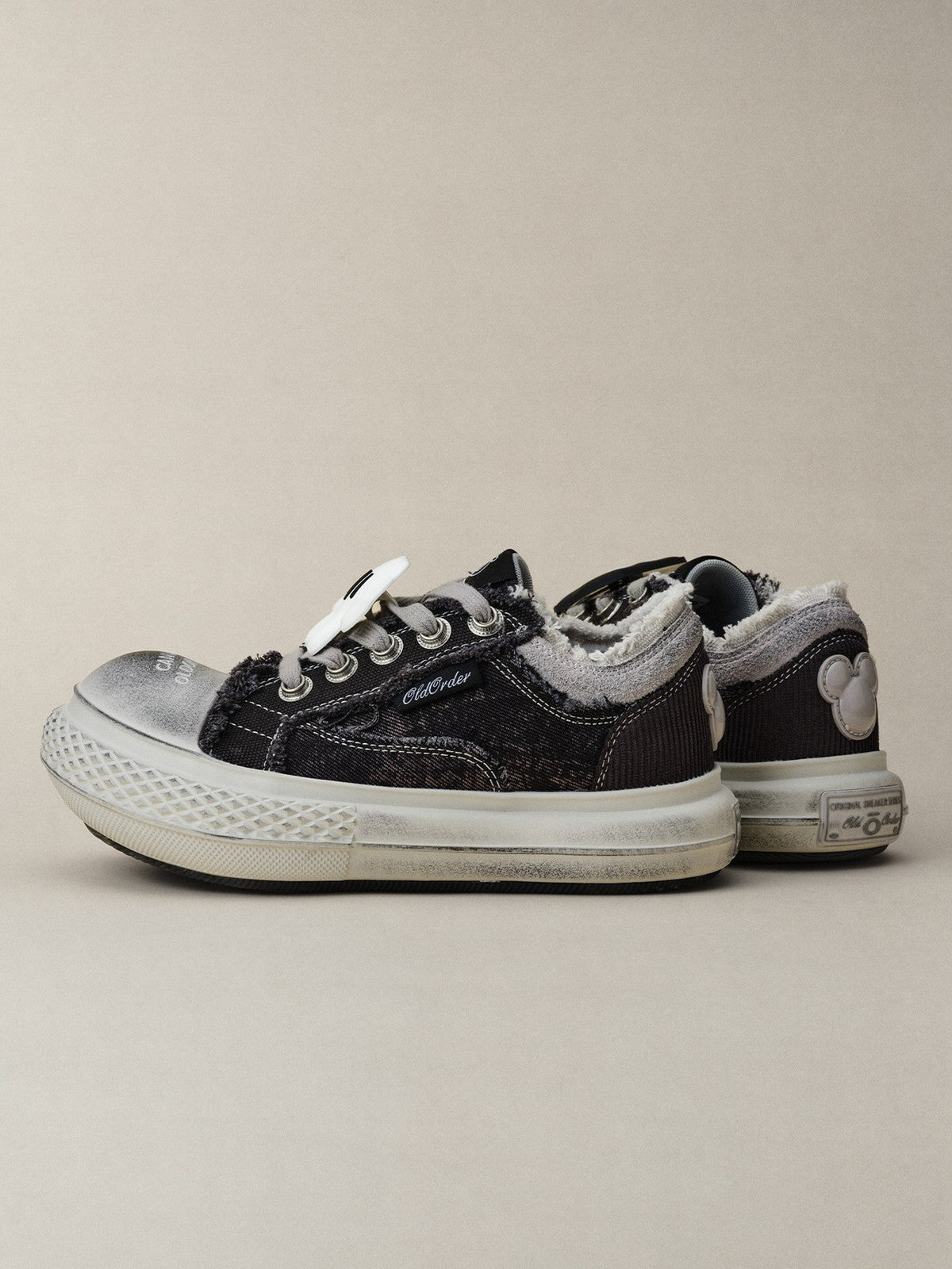 OLDORDER Mickey Mouse Chunky Platform Sneakers in Black