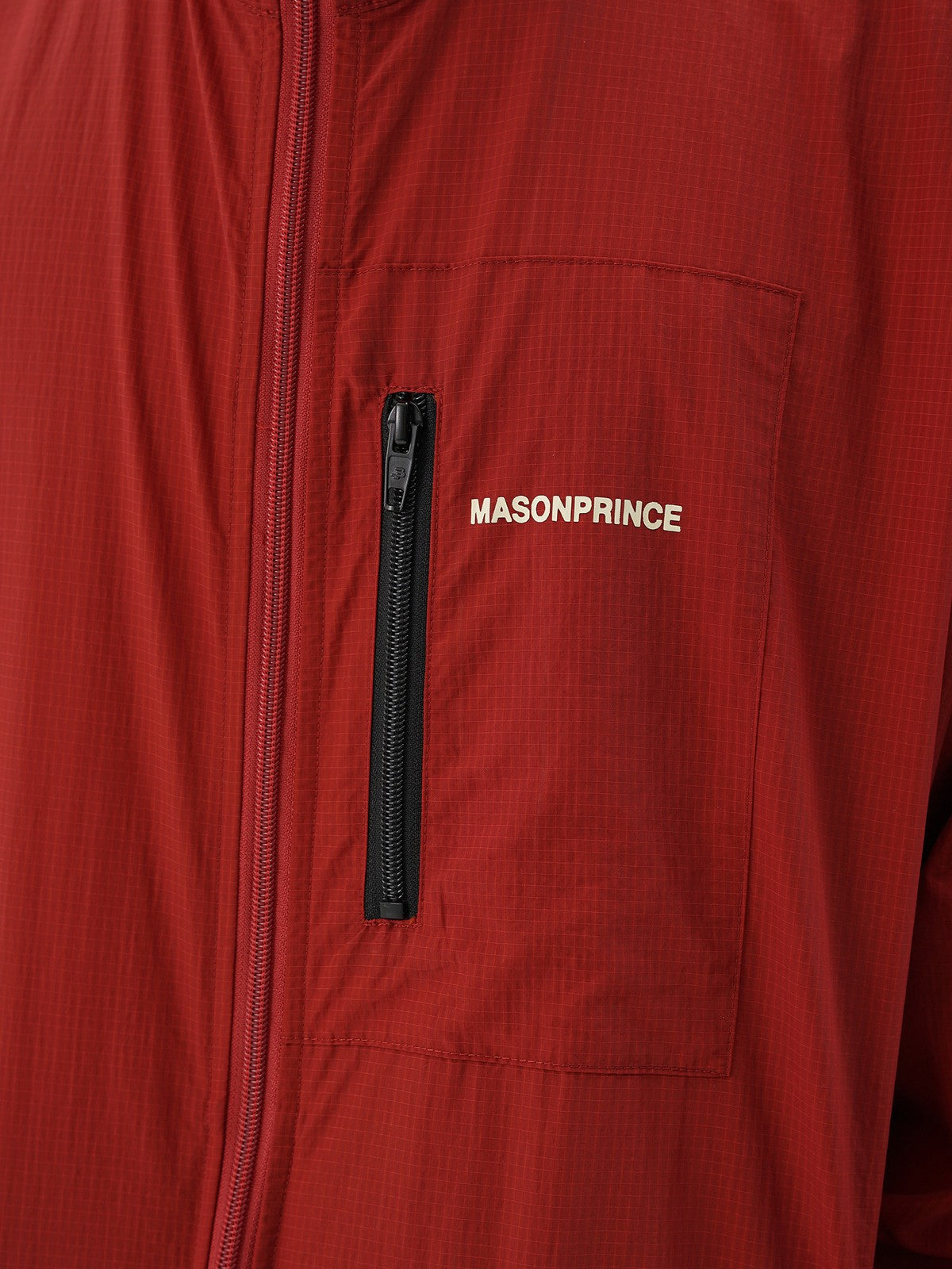 MASONPRINCE Lightweight Tonal Check Nylon Jacket in Red - Detail