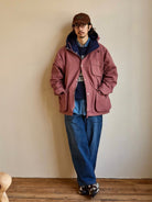 USAGE Cotton Nylon Hooded Mountain Parka in Pink - On Male Model