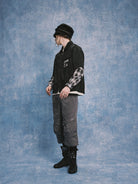 SOD Layered Sleeve Zip Up Shirt Jacket in Black - On Male Model