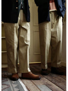 USAGE Heavyweight Cotton Twill Chinos in Khaki - On Male Model