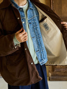 USAGE Washed Cotton Twill M65 Jacket in Brown - On Male Model