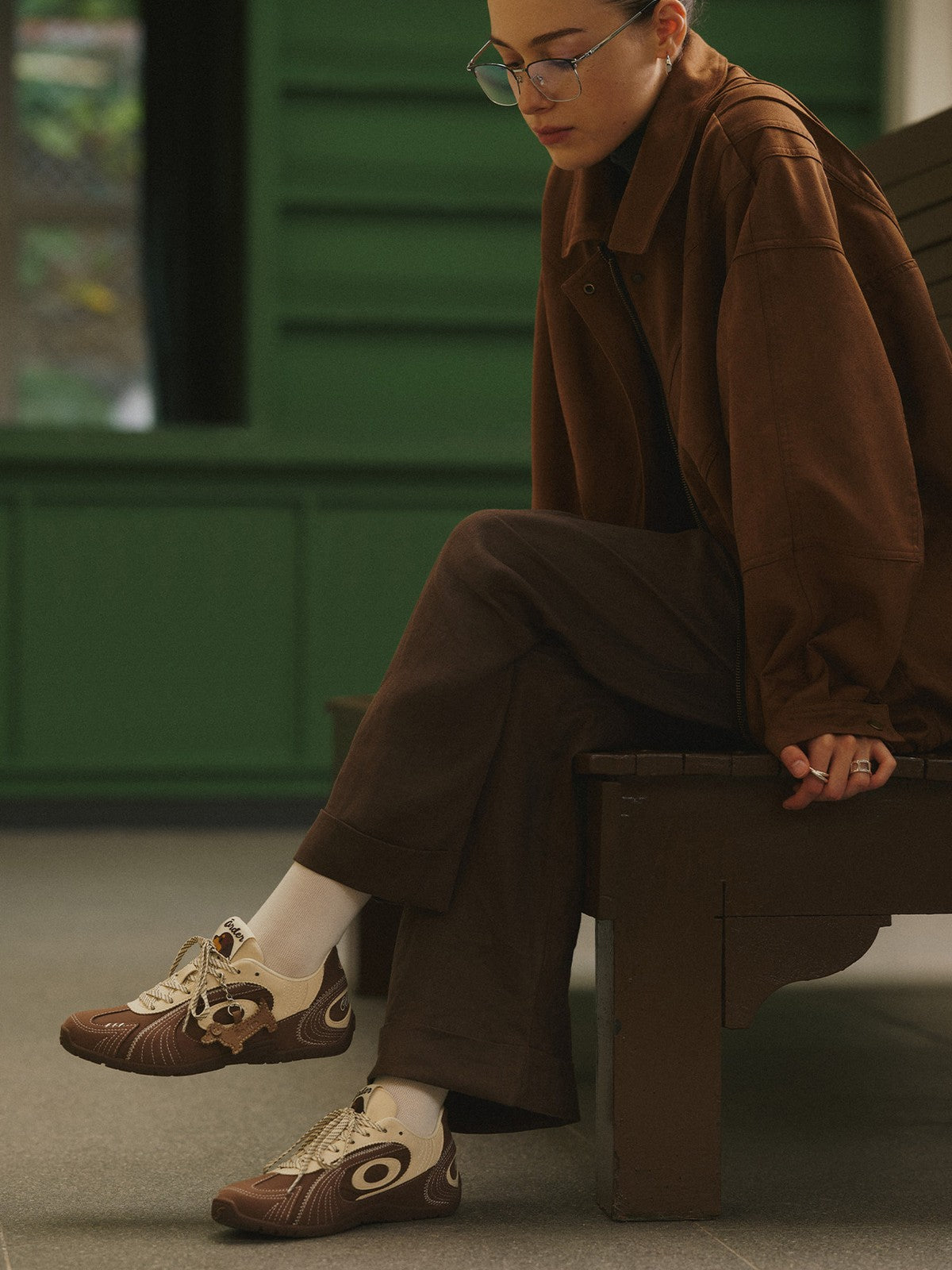 OLDORDER Turbo Lite Dachshund Sneakers in Brown - On Female Model