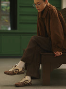 OLDORDER Turbo Lite Dachshund Sneakers in Brown - On Female Model