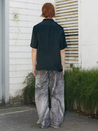 SOD Digital Print Wide Leg Jeans in Black - On Model