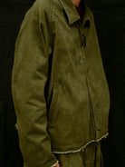 USAGE Vintage Washed Cotton Sports Jacket in Olive - On Male Model