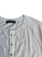 UNKNOWNWORLD Distressed Cotton Henley T Shirt in White - Detail
