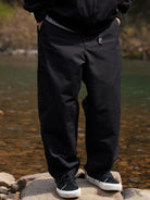 SOD Belted Cotton Nylon Tapered Pants in Black - On Model