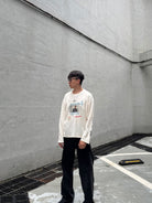 SOD Keanu Graphic Waffle Knit Top in White - On Male Model