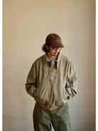 USAGE Washed Cotton Lyocell B 15 Bomber in Khaki - On Male Model