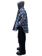 UNKNOWNWORLD Oversized Padded Flannel Shirt in White - On Model