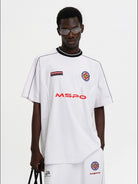 MASONPRINCE Reconstructed Applique T Shirt in White - On Male Model
