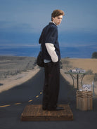 SOD Melvins Embroidered Pinstripe Trousers in Black - On Male Model