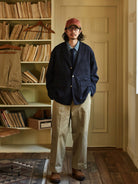 USAGE Heavyweight Cotton Twill Chinos in Khaki - On Male Model