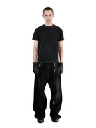 UNKNOWNWORLD Washed Distressed Slim Fit T Shirt in Black - On Male Model
