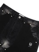 SOD Rivet Panel Micro Flare Jeans in Black - Detail