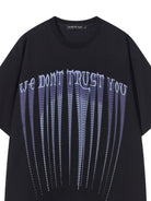 BLINDNOPLAN Stretched Slogan Print Cotton T Shirt in Black