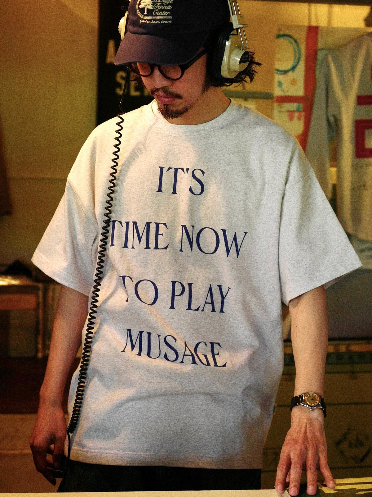 USAGE Heavyweight Graphic Cotton T Shirt in Heather Gray - On Male Model