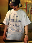 USAGE Heavyweight Graphic Cotton T Shirt in Heather Gray - On Male Model