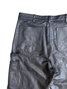 UNKNOWNWORLD Horsehide Double Knee Work Pants in Black - Detail