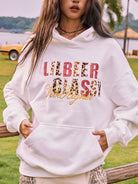 BEERBRO Heavyweight Graphic Print Hoodie in White - On Female Model