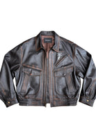 UNKNOWNWORLD Distressed Cowhide Flight Jacket in Brown