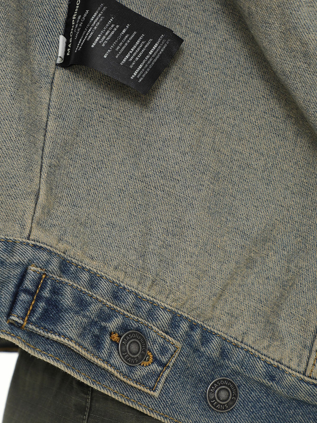 MASONPRINCE Reverse Detail Washed Denim Jacket in Denim - On Model