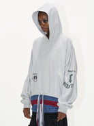 BLINDNOPLAN Layered Waistband Spliced Hoodie in Gray - On Female Model