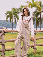 BEERBRO Heavyweight Graphic Print Hoodie in White - On Female Model