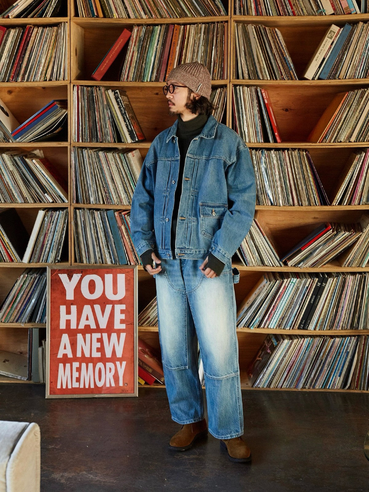 USAGE Type I Selvedge Denim Cropped Jacket in Denim - On Male Model
