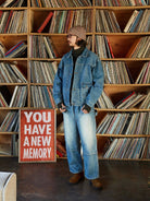 USAGE Type I Selvedge Denim Cropped Jacket in Denim - On Male Model