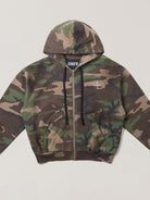 SMFK Cross Embroidered Cotton Zip Up Hoodie in Green