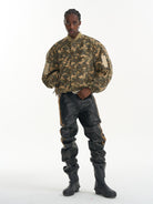 BLINDNOPLAN Heavyweight Cotton Camouflage Bomber in Beige - On Male Model