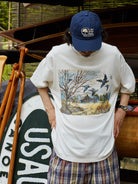 USAGE Canoe Club Graphic Cotton T Shirt in White - On Male Model
