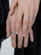 BLACKHEAD Two Tone Engraved Steel Band in Gray - On Model
