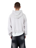 UNKNOWNWORLD Distressed Punk Print Hoodie in Gray - On Male Model