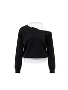 PUKI Layered Off Shoulder Sweatshirt in Black