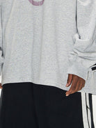 BLINDNOPLAN Color Block Graphic Raglan Sweatshirt in Gray - On Model