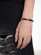 BLACKHEAD Star Pendant Chain Bead Bracelet in Black - On Model