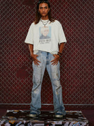 SOD Vintage Washed Graphic T Shirt in White - On Male Model
