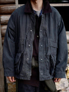 USAGE Heavyweight Cotton Canvas Barn Jacket in Gray - On Male Model