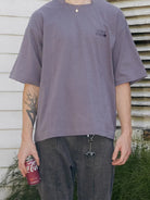 SOD Deconstructed Panel Cotton T Shirt in Purple - On Model