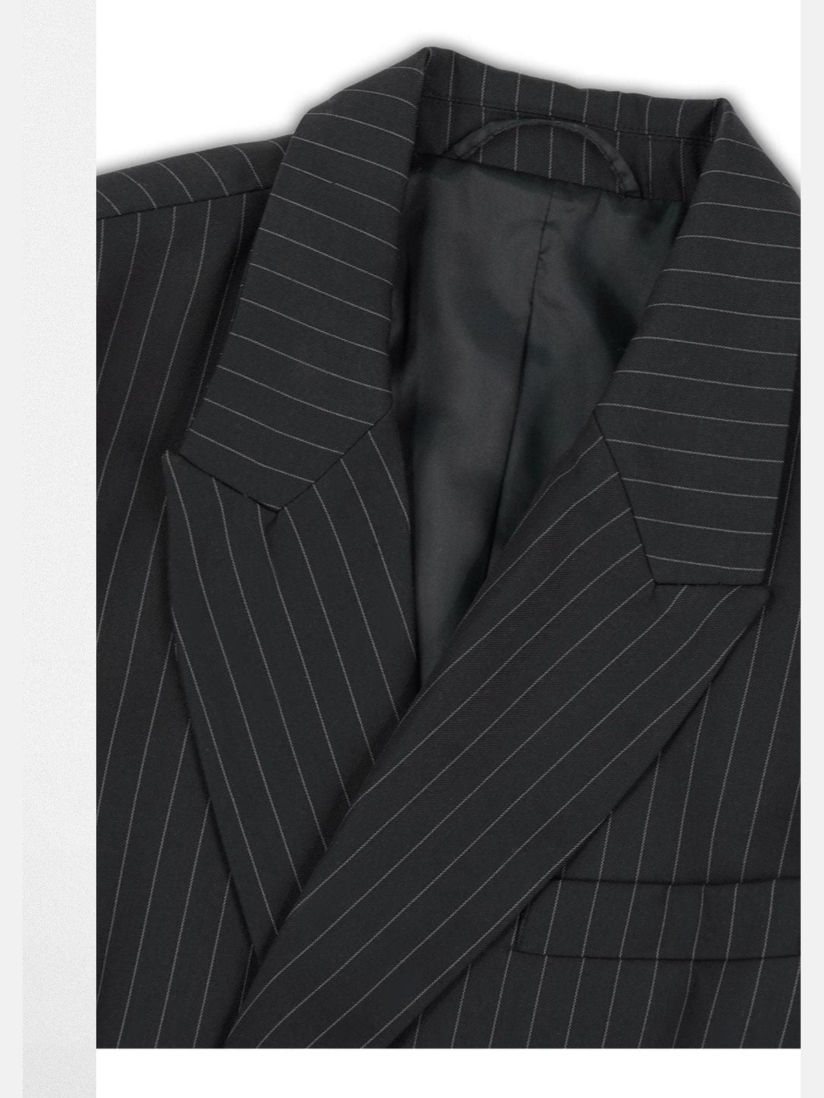 SOD Striped Double Breasted Wool Blend Blazer in Black - Detail