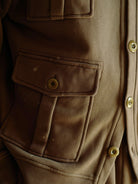 USAGE Cotton Safari Pocket Cardigan Sweatshirt in Beige - On Model