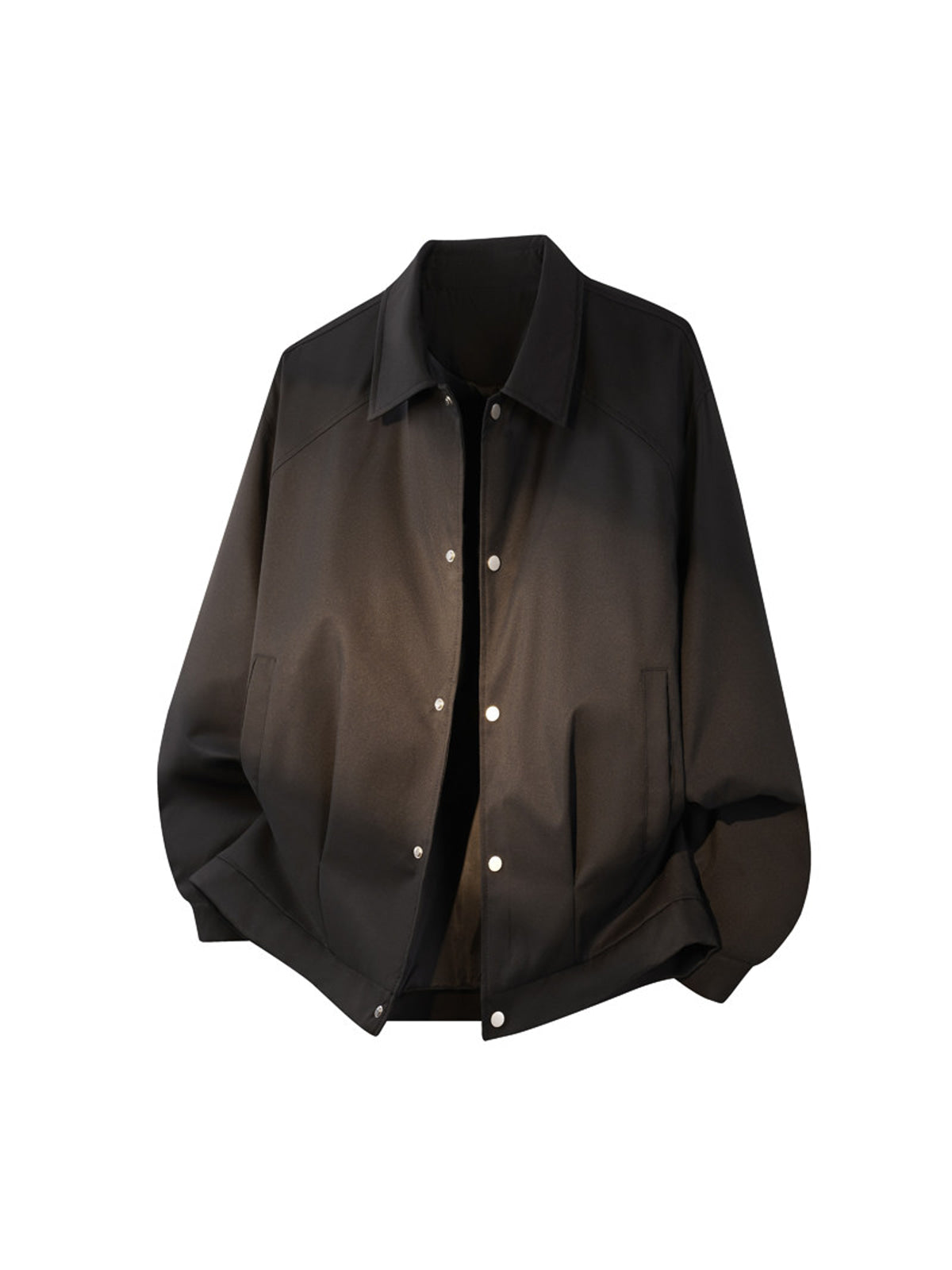 MEDM Collared Snap Front Jacket in Black