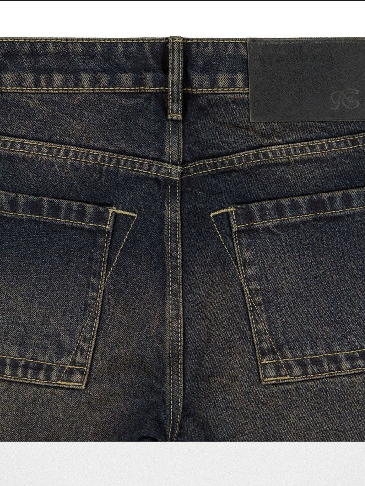 FaxCopyExpress Distressed Slim Flare Jeans in Black - Detail