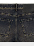 FaxCopyExpress Distressed Slim Flare Jeans in Black - Detail