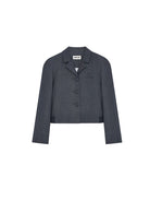 SHUSHUTONG Structured Wool Blend Cropped Jacket in Gray