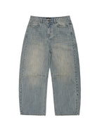 MASONPRINCE Distressed Slub Texture Vintage Jeans in Light Blue